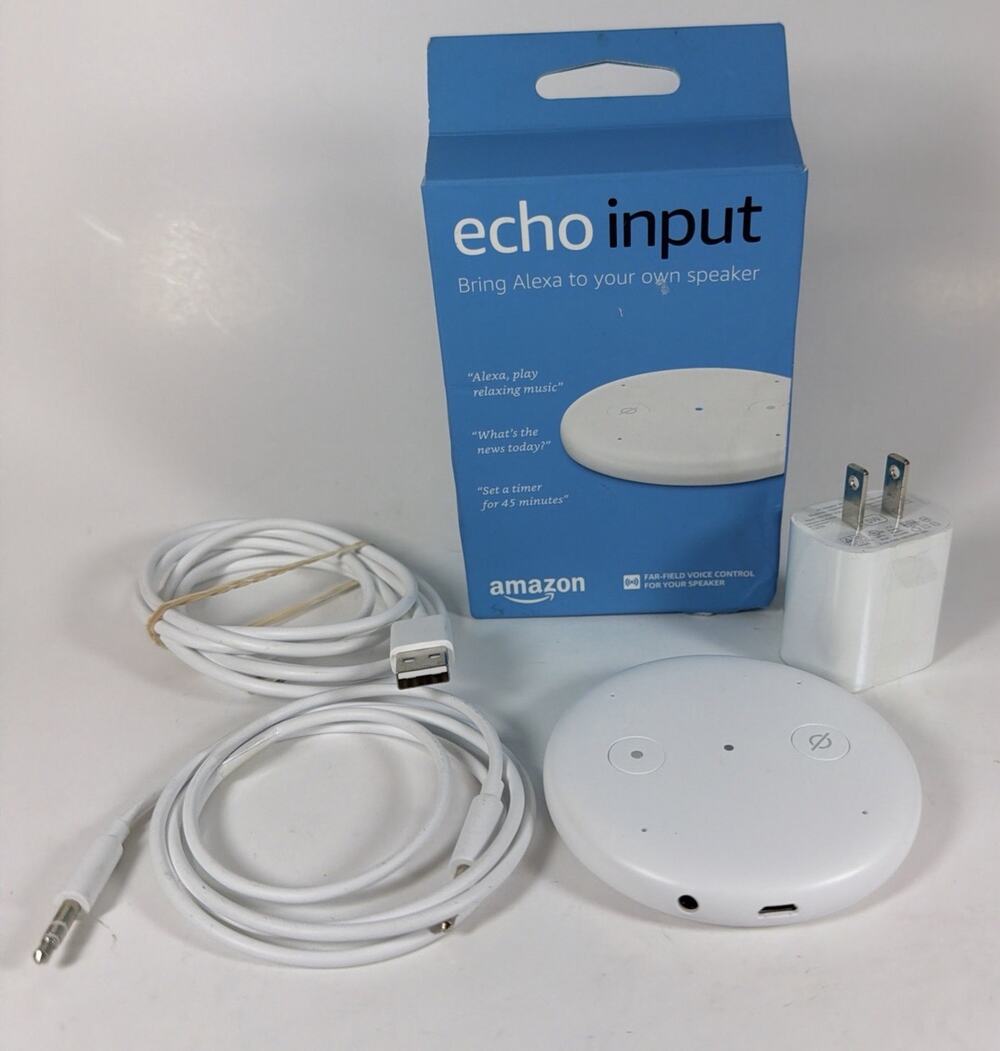 Amazon Echo Input C1125P White - Add Alexa to Any BT or 3.5mm Speaker
